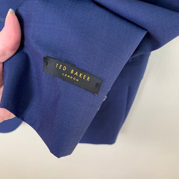 Ted Baker Endurance Size 42R Men's Wool Sport Coat Blazer Jacket Blue Business - Picture 9 of 12